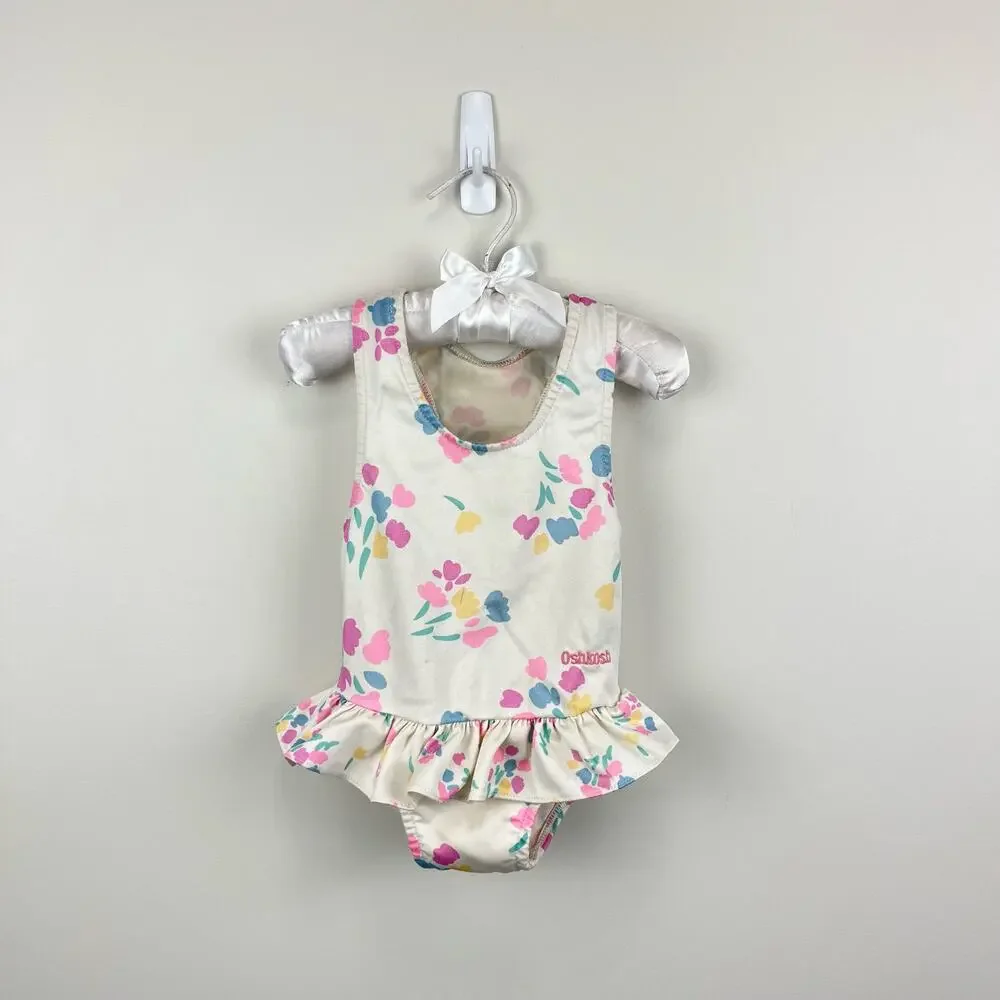 Vintage OshKosh B'gosh Floral Ruffle Bathing Suit 18 Months USA